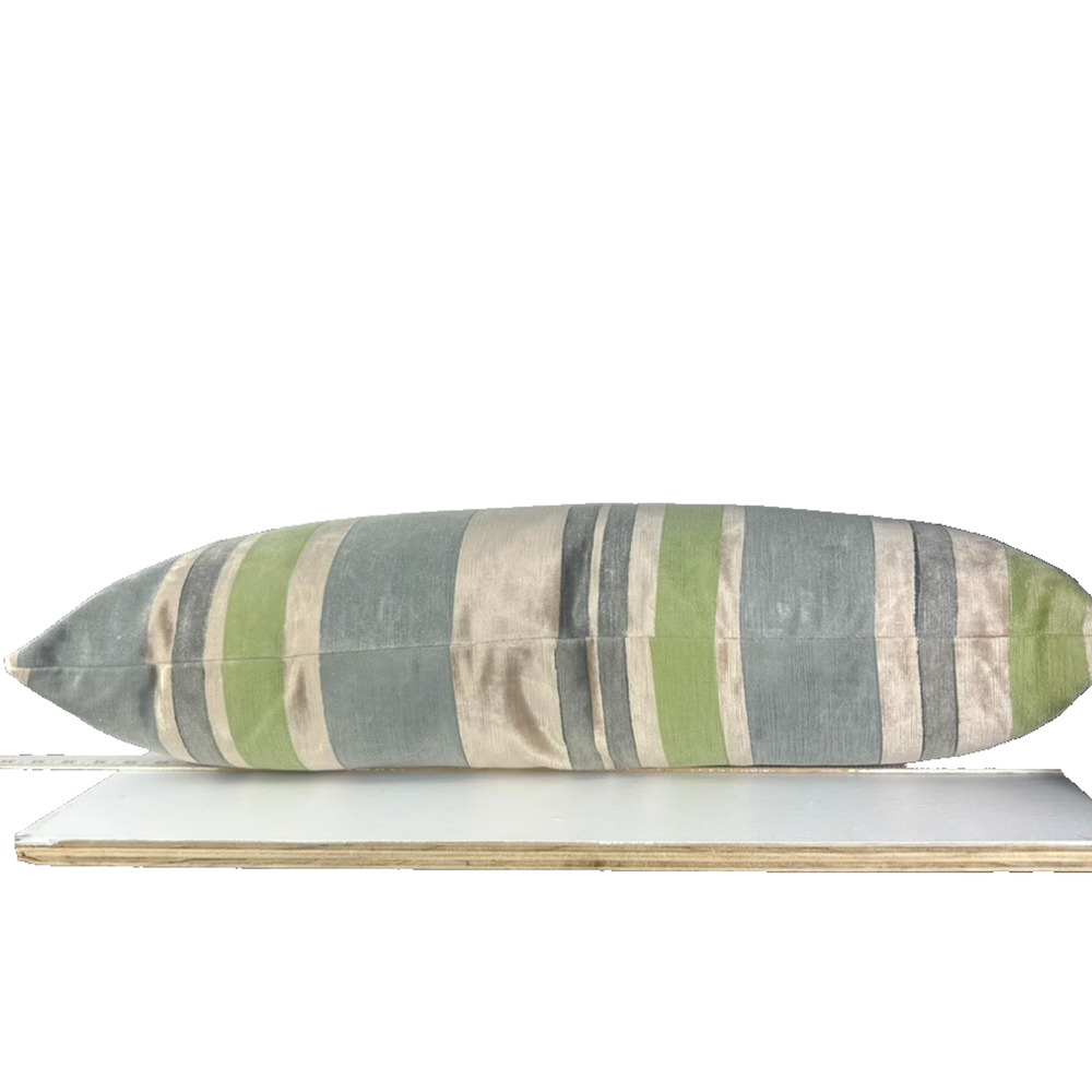Galbraith and Paul Pillow Hand Block 30X13 Multi stripe Mist/Citron Velvet Down